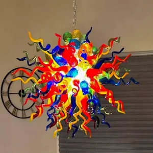Modern Design Indoor Decoration LED Pendant Light Dining Room Hall Custom Hand Blown Glass Chandelier