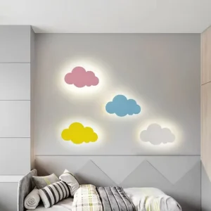 Modern Design Indoor Iron Art Cloud Shaped Lamp Kids Room Nursery School Decorative Wall Light
