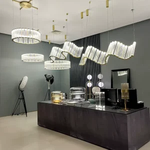 Modern Design Large Glass Tube Chandeliers Pendant Lights Hotel Living Room High Ceiling Chandelier