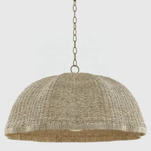 Modern Design Round Natural Rattan Pendant Lamp Antique Brass Chain Indoor Hanging Light Villa Living Room Hotel Jack Chandelier