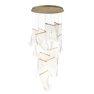 Modern Design Round Villa Hotel Living Restaurant Acrylic Rinkle LED Multi Light Abstract Pendant Light Indoor Chandelier