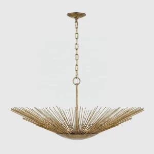 Modern Design Sun like Pendant Lamp Antique Gild Golden Black Metal Indoor Hanging Light Villa Restaurant Wide Chandelier