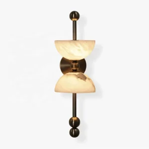 Modern Design Villa Hotel Living Duo Spanish Alabaster Bowl Lampshade Wall Lamp Solid Brass Antique Brass Bronze Wall Sconce