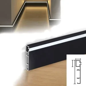 Modern Design Waterproof Aluminum Alloy LED Skirting Light Baseboard Wall Profile PVC Film Lamination Customized Home Decoration