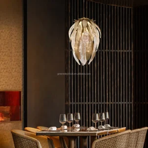 Modern Designer Adjustable Height Big Chandelier with Warm White LED Pendant Lights for Wedding Table Decor and Hotel Use