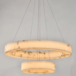 Modern Designer Art Deco Luxury LED Alabaster Ring Chandelier Pendant Lamp for Home Office Living Room