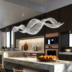 Modern Dining Room Chandelier Crystal Wave Ceiling Pendant Light Villa Dining Room Living Room Bedroom Bar Lamp