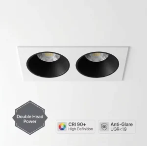 Modern Double Head LED Spotlight 14W Anti Glare CRI 90 Dimmable Recessed Ceiling Downlight 160x75mm for Hotel Office