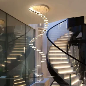 Modern Duplex Spiral Staircase Chandelier Long Chandelier Creative Architecture Roof Living Room Lights Indoor Lighting