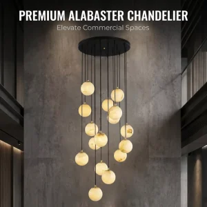 Modern Elegant Long Aluminum LED Ceiling Light Fixture Chandeliers Pendant Lights Black Finish 3 Year Warranty Easy Installation
