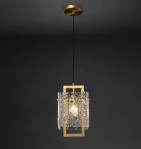 Modern Elegant Water Ripple Glass Chandelier American Simple 1-light Steel Glass Pendant for Dining Room Bedroom