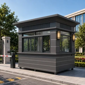 Modern European Style Outdoor Security Guard Booth Portable Steel Duty Room for Parking Lot & Community