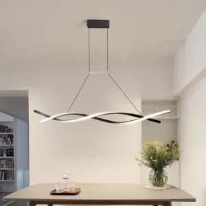 Modern Factory Supply Aluminum Decorative Black Pendant Linear Light Nordic Chandelier for Living Room