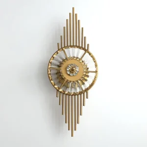 Modern Fancy Gold Crystal Warm White Indoor Home Picture Applique Art Abstract Modeling Living Room LED Wall Lamp