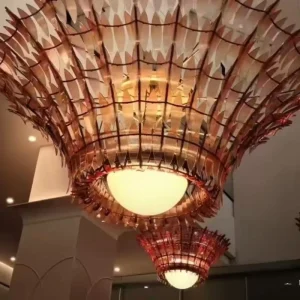 Modern Feather LED Chandelier Hand Blown Murano Glass Pendant Light with Adjustable Height for Villa Ceiling