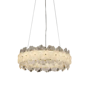 Modern Floral Glass Ring Chandelier Luxury Blossom Pendant Light for Dining Room Villa Majlis and Hotel Interior