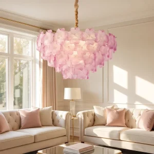 Modern Flower Glass Chandelier Luxury Textured Floral Pendant Light for Dining Room Living Room Bedroom