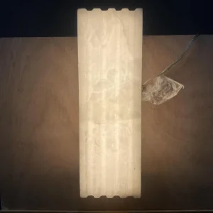 Modern Fluted Long Natural Onyx Stone Copper LED Wall Sconce with Vertical Ribbed Texture High End Bedroom Living Room Lighting