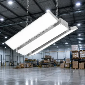 Modern Foldable LED Warehouse Light 2FT 100w 320w LED Linear High Bay Fixture 130LM W for High Ceiling Commercial Applications
