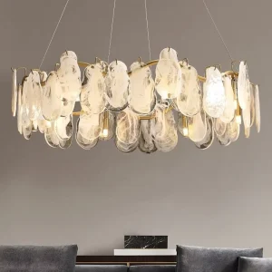 Modern Frosted Glass Pendant Light Customizable Rectangle Chandeliers Adjustable Height for Living Room Bedroom Factory Direct