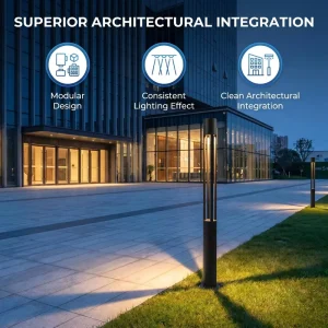 Modern Garden Light Pole Outdoor IP65 Waterproof Aluminum Bollard Lamp for Villa Park Commercial Landscape Lighting