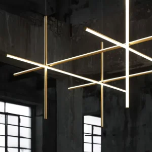 Modern Geometric Grid Chandeliers Customized in Shape Linear Pendant Light Decorate Villa Stair Hotel Living Room