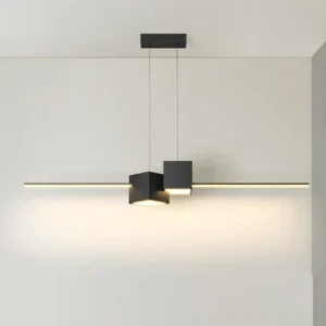 Modern Geometric LED Chandelier Minimalist Linear Pendant Light for Dining Room Living Room