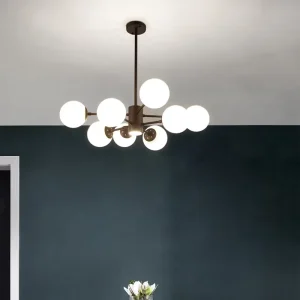 Modern Glass Chandelier LED Lighting for Living Room Bedroom Restaurant Bar Black Hanging Lamp