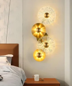 Modern Glass Wall Light Collection White Tea Glass White Clear Glass Gold 44 x 20 mm for Bedrooms