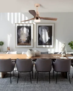 Modern Gold 3 Wood Blades Iron AC Motor LED Ceiling Fan Lamp for Home Office with Remote Control