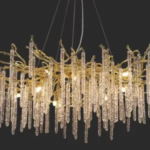 Modern Gold Crystal Chandelier Electroplated Finish Luxury Pendant Light for Hotel Villa Dining Room