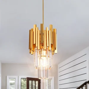 Modern Gold Crystal Chandelier Pendant Light Hotel Bar Restaurant Illumination Hanging Lamp