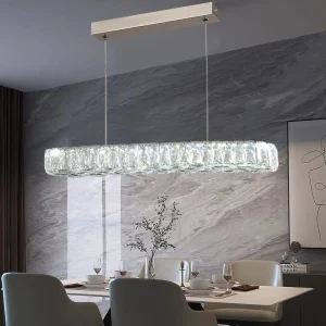 Modern Gold Crystal LED Pendant Light Elegant Crystal Chandelier for Kitchen Dining Decor
