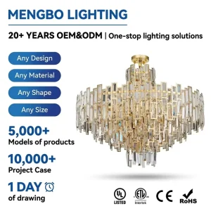 Modern Gold High Grade K9 Crystal Chandelier Luxury Pendant Light Dimmable LED for Hotel Lobby Living Room Grand Entrance Decor