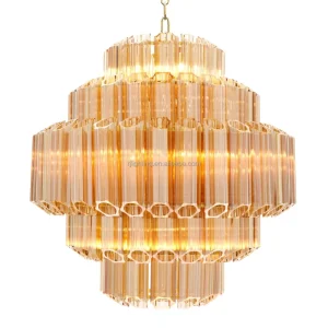 Modern Gold Lass Pendant Night Light Crystal Chandeliers Decorative Ceiling Lighting of Middle Size