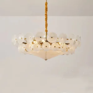 Modern Green Concave Glass Chandelier Hanging Pendant Light for Hotel Living Room Green Texture Lighting