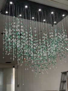 Modern Green Crystal Hotel Project Lighting Chandelier Lamp Led Pendant Light for Hall