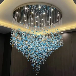 Modern Hand Blown Glass Chandelier Custom Art Glass Pendant Light for Villa Hotel Lobby Project Lighting