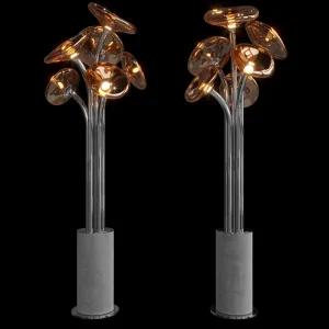 Modern Handmade Glass Floor Lamp with Base Polished Gold Tree for Home Villa Bedroom Hotel Decoration
