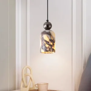 Modern High end Art Marble LED Black E27 Pendant Light Suspension Chandelier Cylindrical Shade Dimmable for Villa Lighting