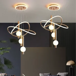 Modern Home Decoration Chandelier Creative Dining Room Pendant Light Luxury LED Lamp Golden Acrylic Ceiling Chandeliers