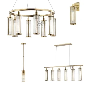 Modern Home Decoration Handmade Glass Rod Round Gold Living Room Chandelier Pendant Lights for Indoor Bedroom Dining Room