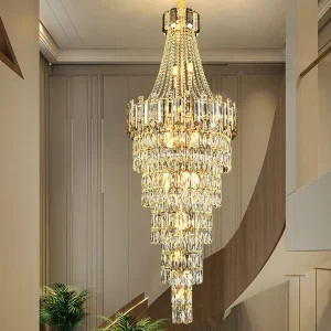 Modern Home Hotel Large Luxury Crystal Chandelier Pendant Lamp Living Room Staircase Gold Height Decorative Pendant Light