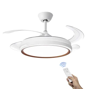 Modern Home Office Ceiling Fan LED Light Remote Control Retractable Design Dimmable 36 42 48 Inch Blades 10-Year Motor Warranty