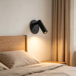 Modern Hotel Decor Adjustable Wall Light Living Room Bedroom Black Steel Metal Round Wall Lamp for Bedside