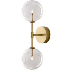 Modern Hotel Interior Decoration LED Clear Two Glass Ball Wall Lamps for Bathroom and Indoor Living Room Bedside Wall Lighting