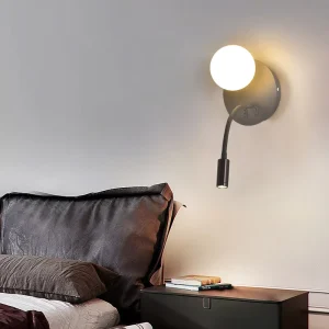 Modern Hotel LED Flexible Gooseneck Bedroom 3W Wall Reading Lamp USB Charging Port and Socket for Reading in Bed