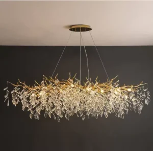 Modern Hotel LED Pendant Light Printed Aluminum Tree Branch Chandelier High Ceiling for Living Room Decor Crystal Big Pendant