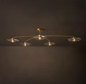 Modern Hotel Large Round Iron LED Ceiling Light Adjustable Height for Living Room Dining Big Glass Flush Mount