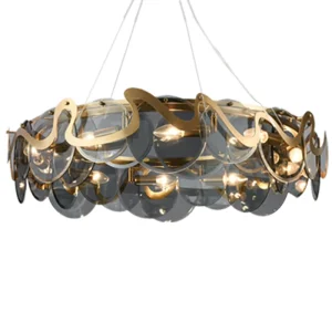 Modern Hotel Living Room Chandelier Smokey Grey Luxury Glass Pendant Light
